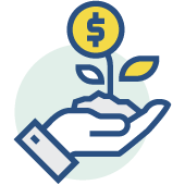 Growing money icon